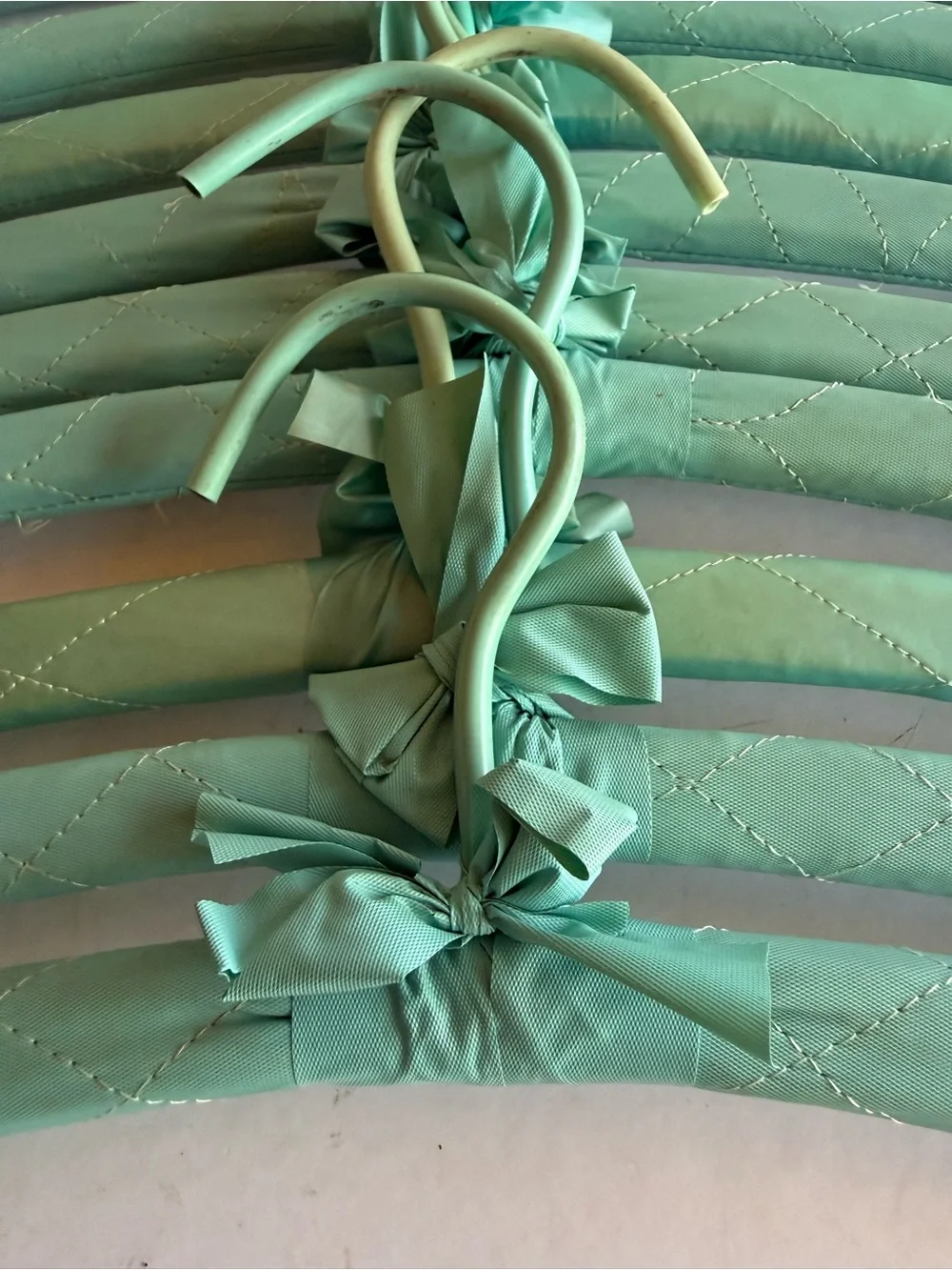 Vintage Padded Mint Green Clothing Hangers